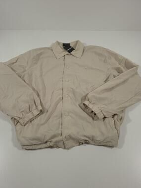 The Hundreds Jacket Mens XL Beige Crinkled Nylon Coaches Snap Front Lightweight